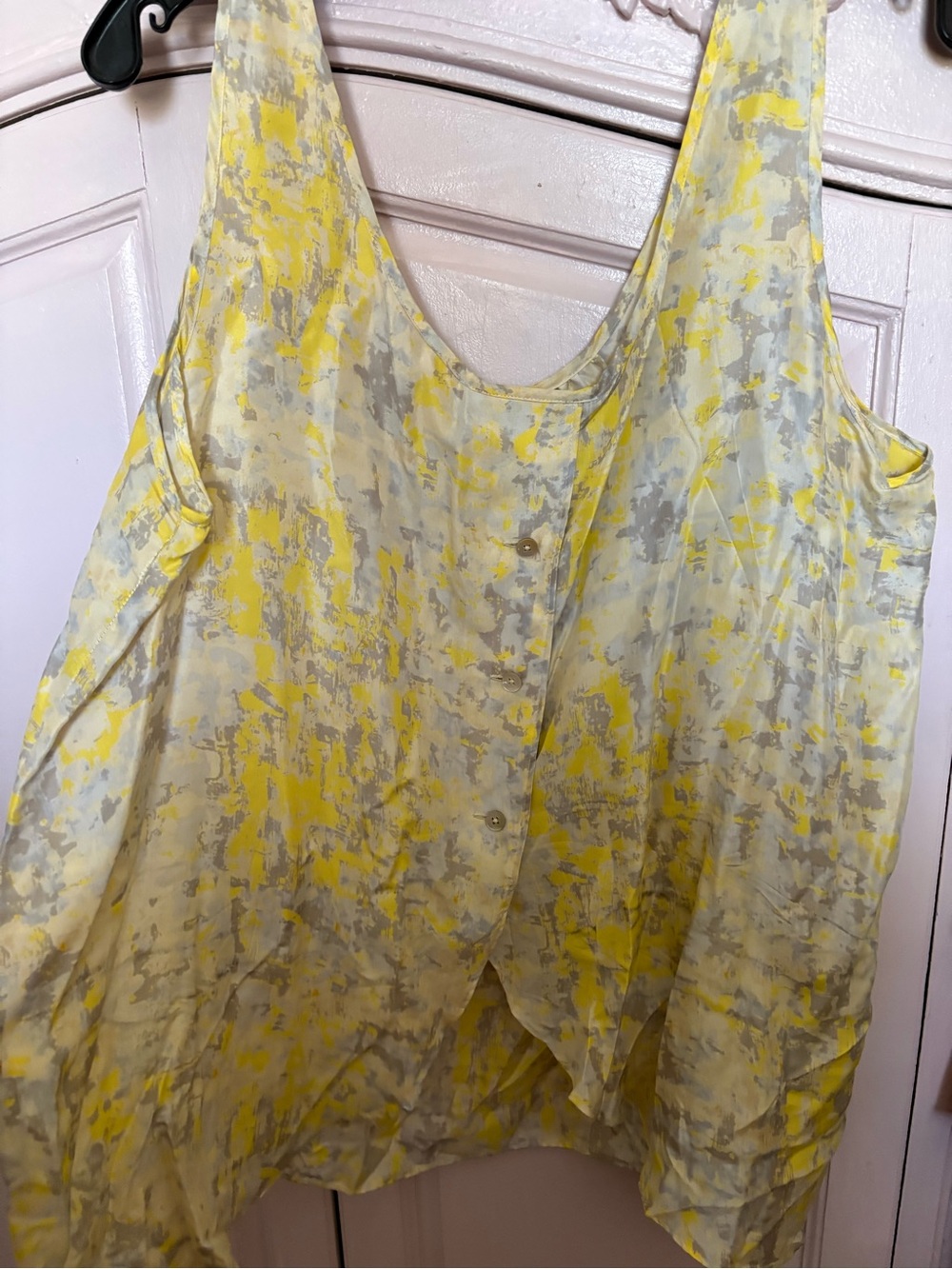 CAbi Yellow and Gray Abstract Blouse